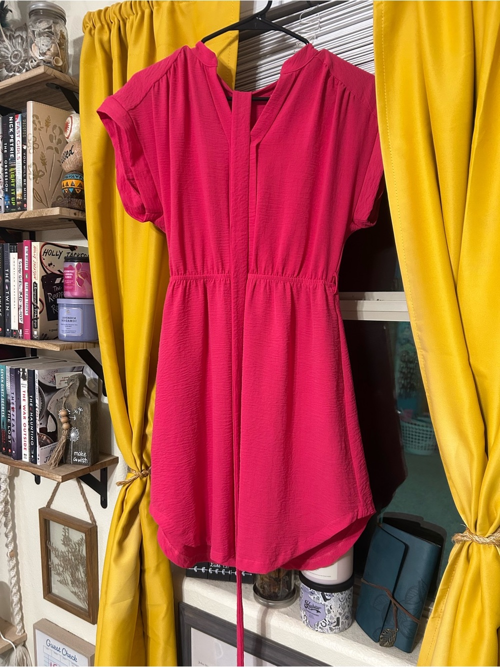 Bright Pink Short Sleeve Swing Dress